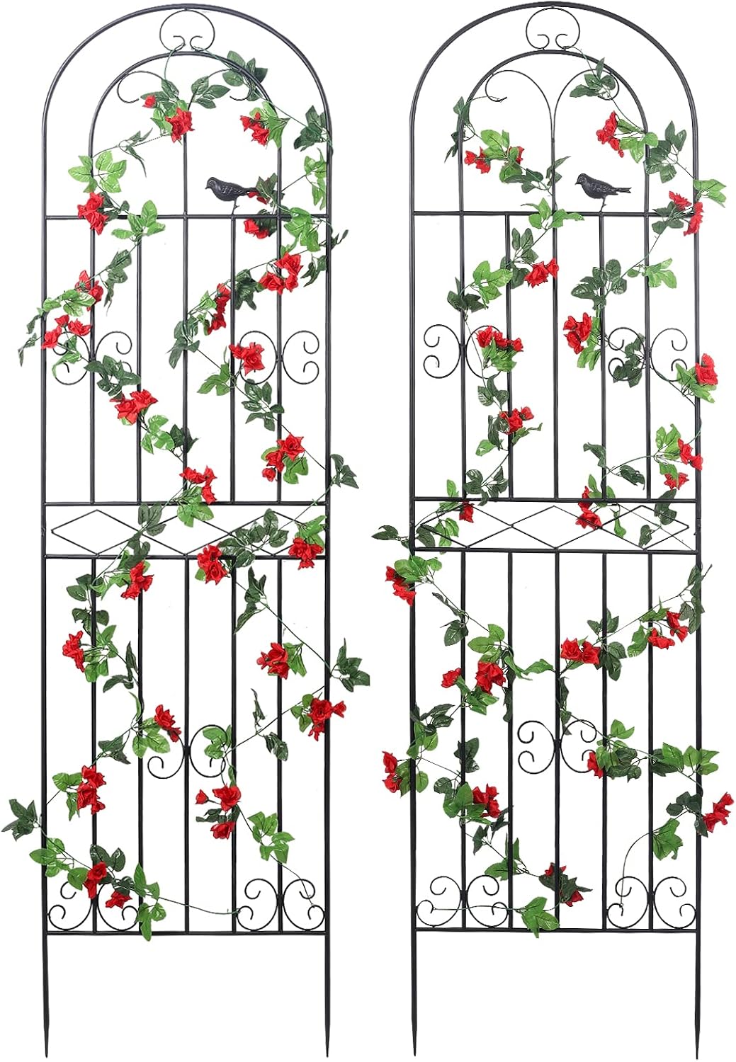 2 Pack 86.7" H x 19.7" W Metal Garden Trellis with Black Coating, Wire Lattice Grid Panel for Climbing Plants Outdoor Roses Vine Cucumbers Vegetables Flower Support (86.7" H, 2 Pack)