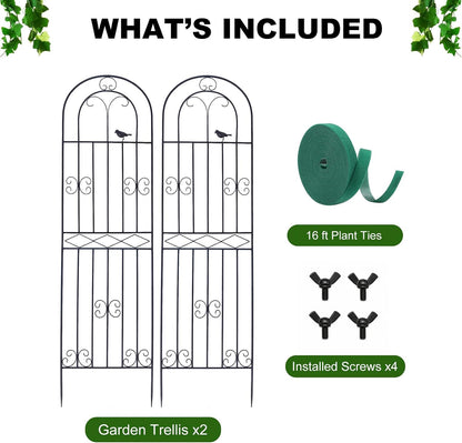 2 Pack 86.7" H x 19.7" W Metal Garden Trellis with Black Coating, Wire Lattice Grid Panel for Climbing Plants Outdoor Roses Vine Cucumbers Vegetables Flower Support (86.7" H, 2 Pack)