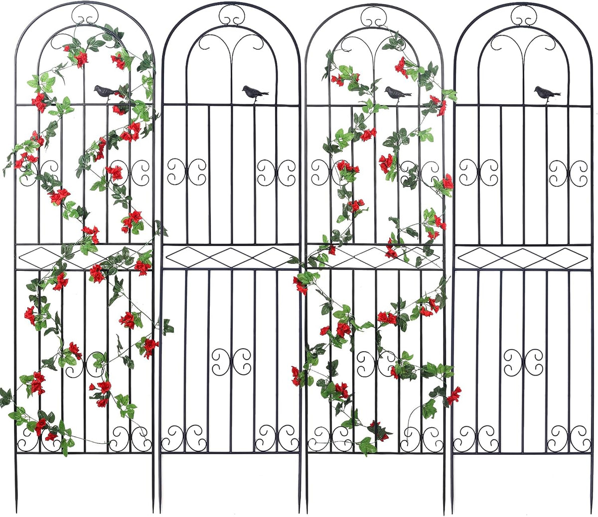 2 Pack 86.7" H x 19.7" W Metal Garden Trellis with Black Coating, Wire Lattice Grid Panel for Climbing Plants Outdoor Roses Vine Cucumbers Vegetables Flower Support (86.7" H, 2 Pack)