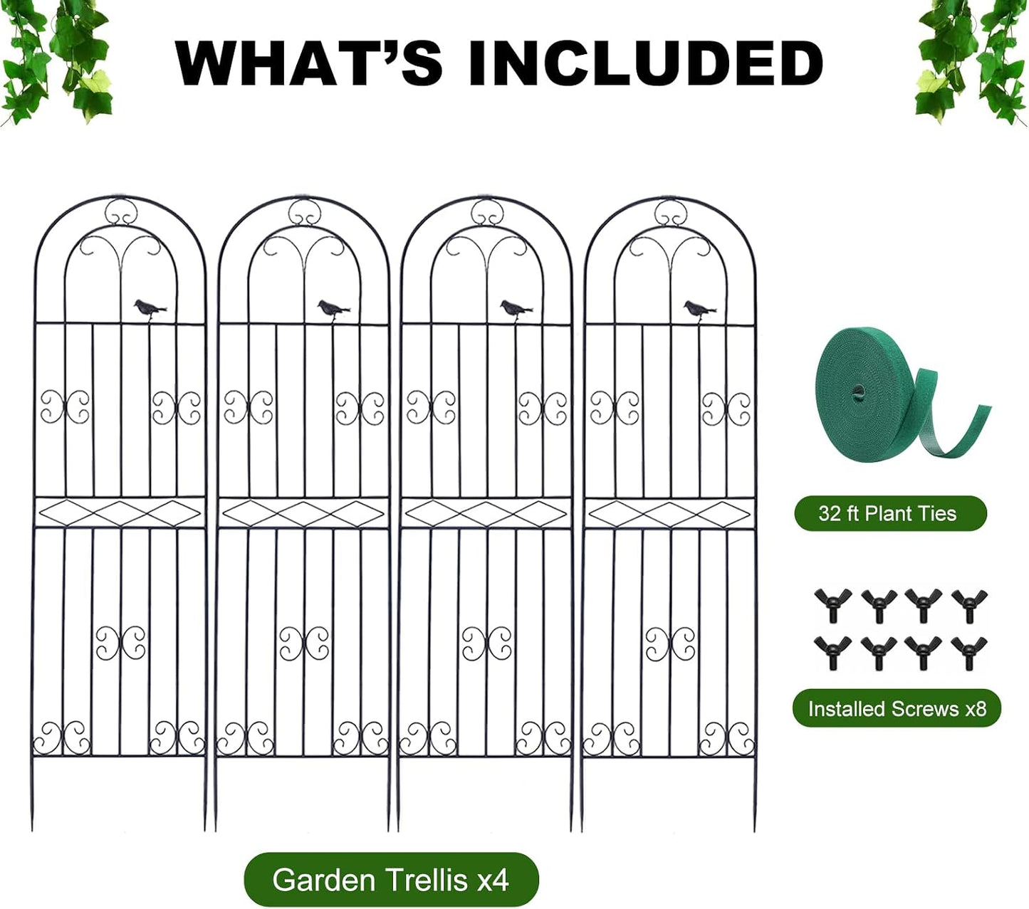2 Pack 86.7" H x 19.7" W Metal Garden Trellis with Black Coating, Wire Lattice Grid Panel for Climbing Plants Outdoor Roses Vine Cucumbers Vegetables Flower Support (86.7" H, 2 Pack)