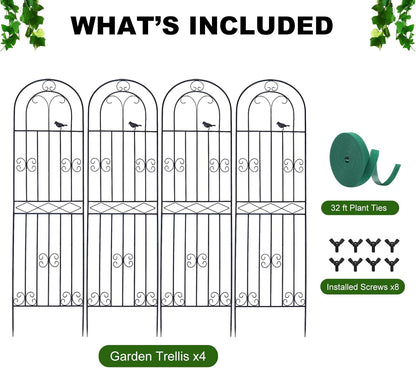 2 Pack 86.7" H x 19.7" W Metal Garden Trellis with Black Coating, Wire Lattice Grid Panel for Climbing Plants Outdoor Roses Vine Cucumbers Vegetables Flower Support (86.7" H, 2 Pack)