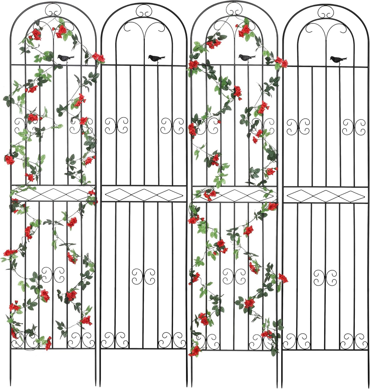 2 Pack 86.7" H x 19.7" W Metal Garden Trellis with Black Coating, Wire Lattice Grid Panel for Climbing Plants Outdoor Roses Vine Cucumbers Vegetables Flower Support (86.7" H, 2 Pack)