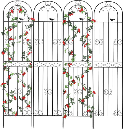2 Pack 86.7" H x 19.7" W Metal Garden Trellis with Black Coating, Wire Lattice Grid Panel for Climbing Plants Outdoor Roses Vine Cucumbers Vegetables Flower Support (86.7" H, 2 Pack)