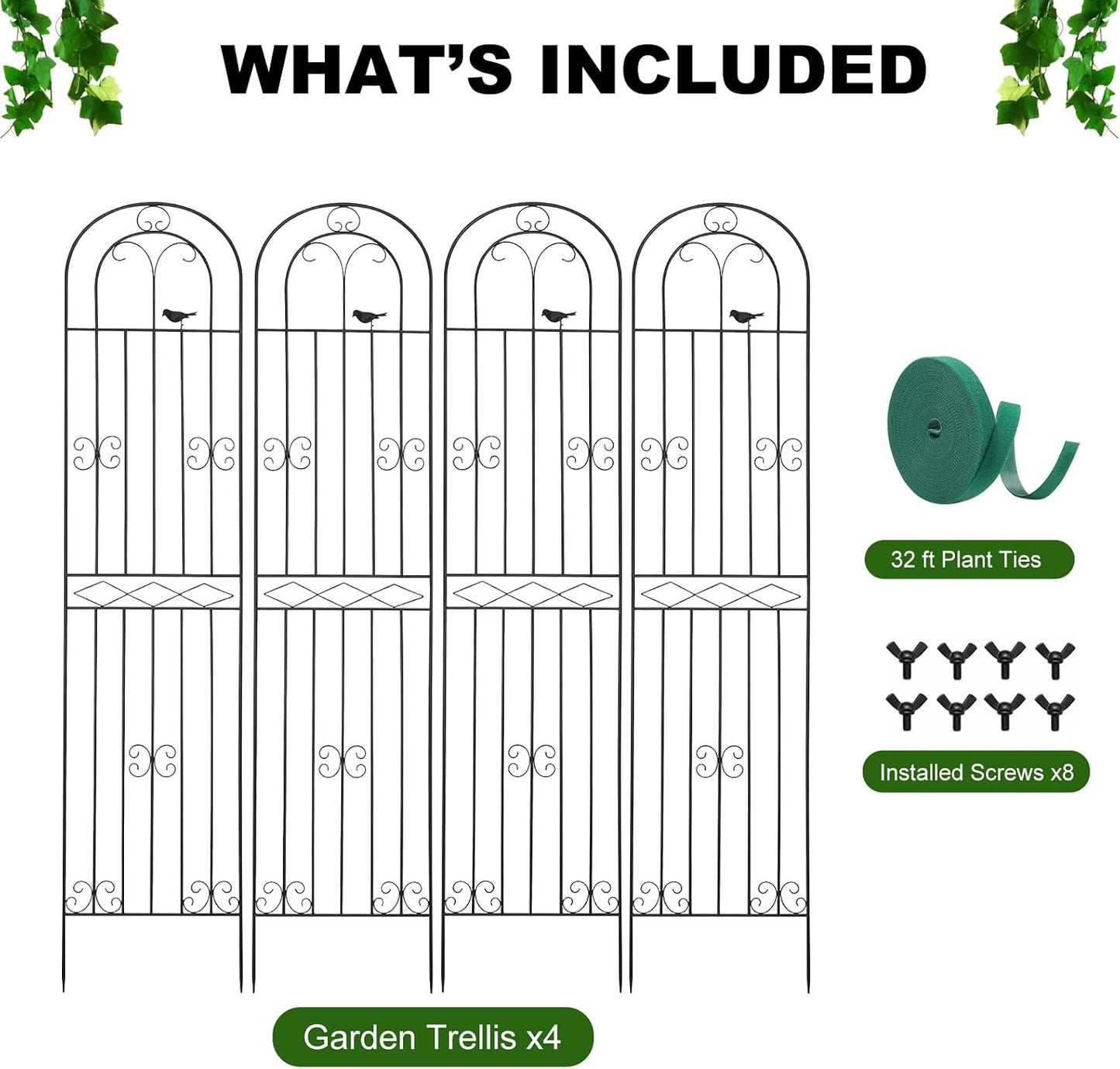 2 Pack 86.7" H x 19.7" W Metal Garden Trellis with Black Coating, Wire Lattice Grid Panel for Climbing Plants Outdoor Roses Vine Cucumbers Vegetables Flower Support (86.7" H, 2 Pack)