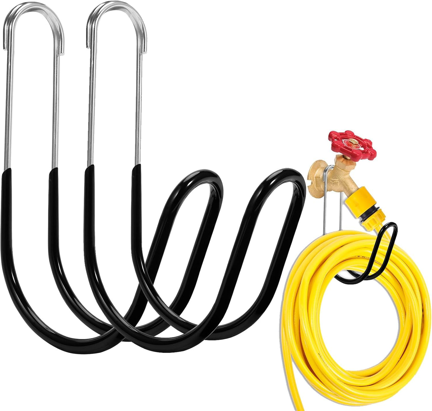 Garden Hose Holder Water Hose Hanger Wall Mounted,304Stainless Steel Solid Hose Hook Holds Up to 50Ft Garden Hose, Expandable Hose, Water Hose(Black Paint 1pcs)