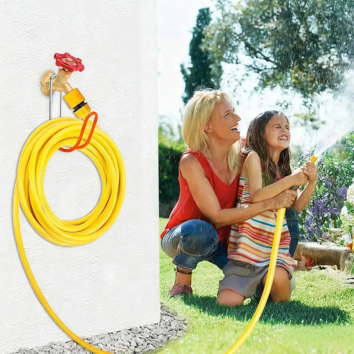 Garden Hose Holder Water Hose Hanger Wall Mounted,304Stainless Steel Solid Hose Hook Holds Up to 50Ft Garden Hose, Expandable Hose, Water Hose(Black Paint 1pcs)