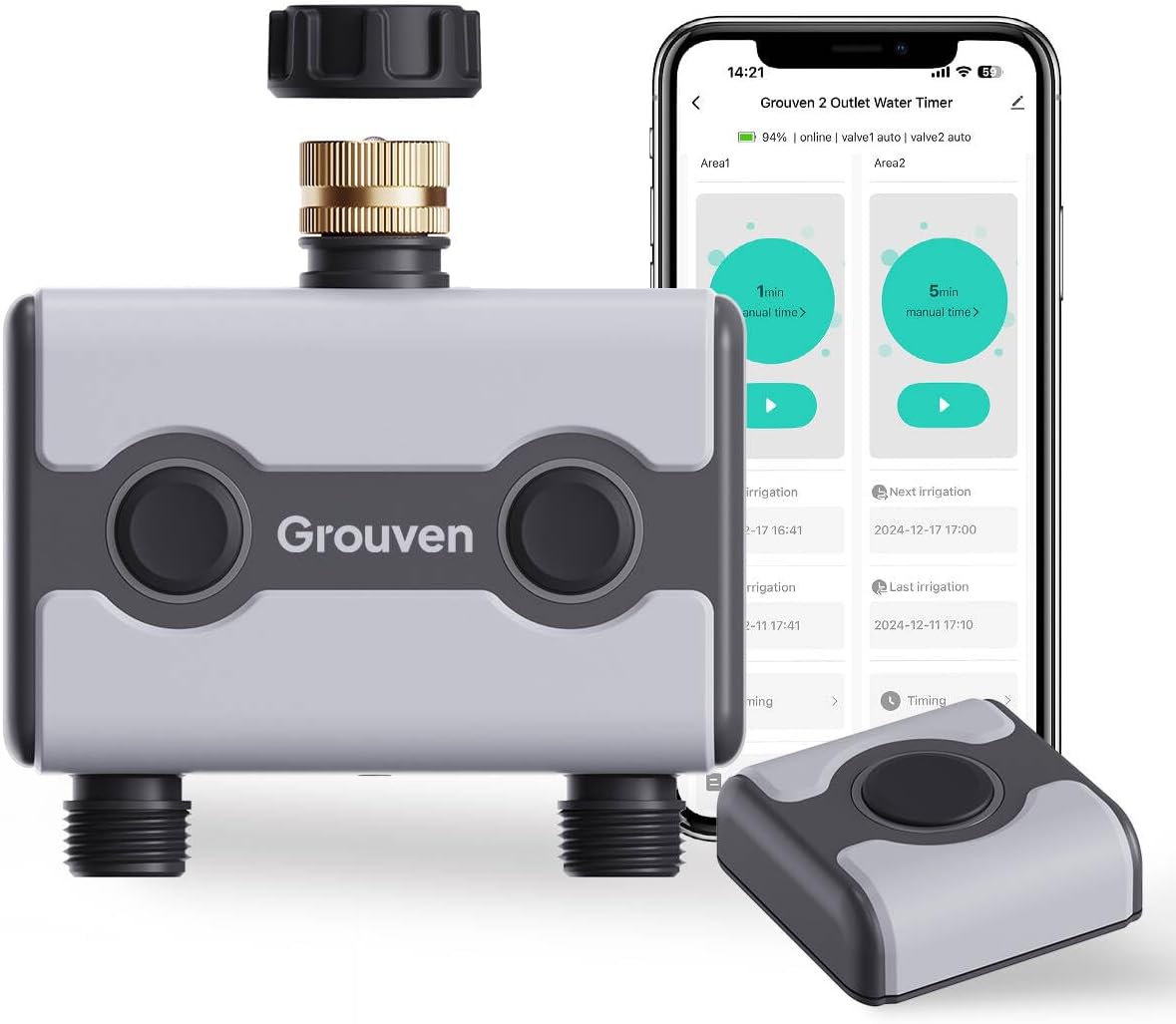 WiFi Sprinkler Timer 2 Outlet APP Control via 2.4Ghz for Garden
