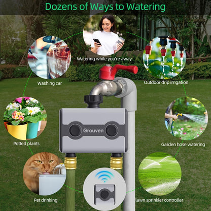 WiFi Sprinkler Timer 2 Outlet APP Control via 2.4Ghz for Garden