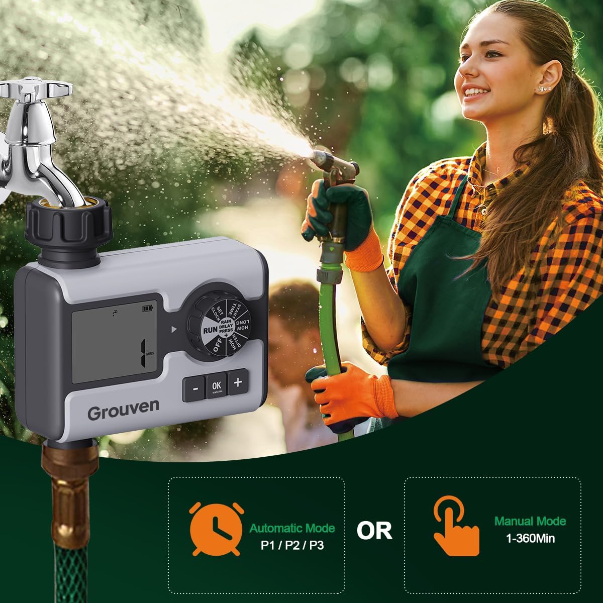 WiFi Sprinkler Timer 2 Outlet APP Control via 2.4Ghz for Garden