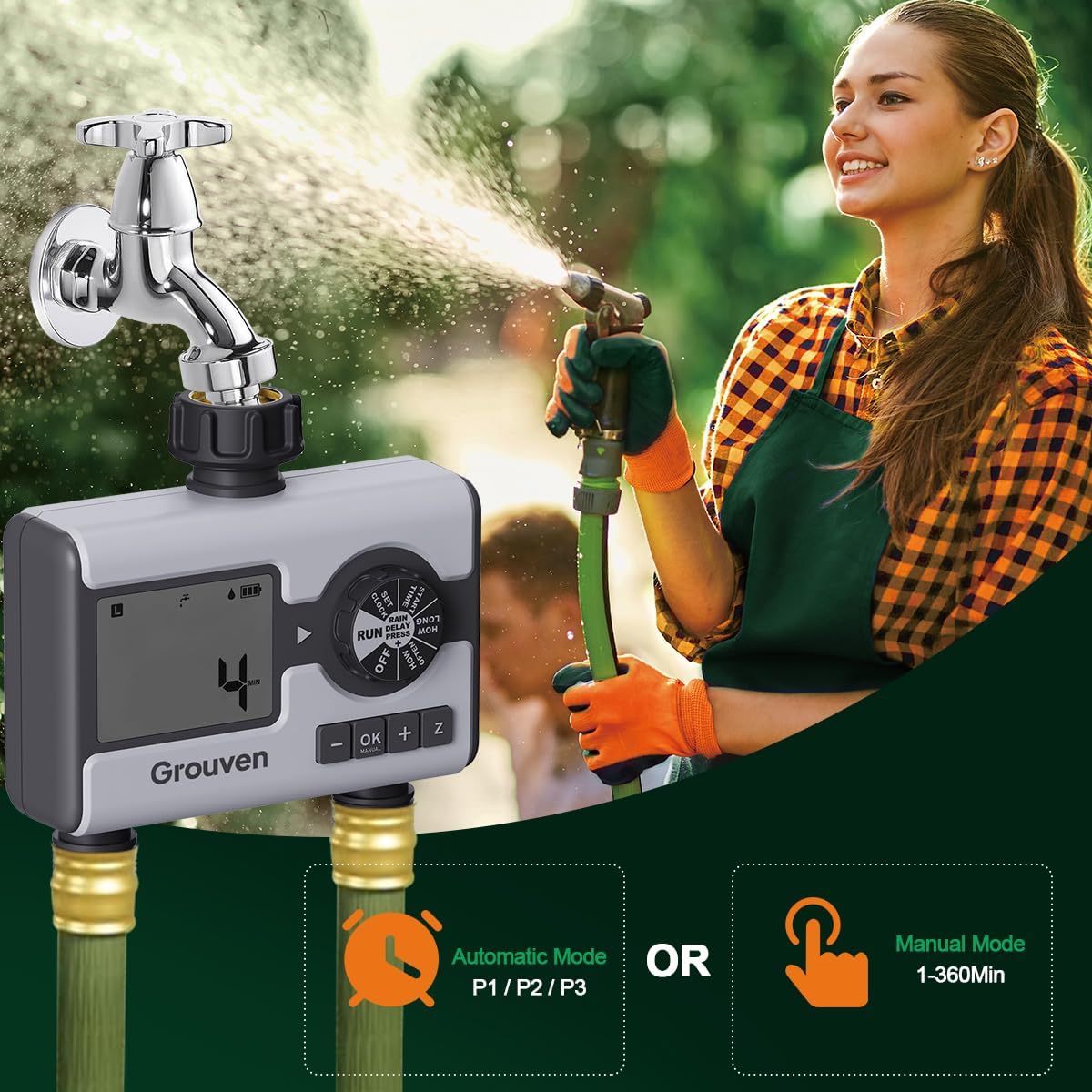 WiFi Sprinkler Timer 2 Outlet APP Control via 2.4Ghz for Garden