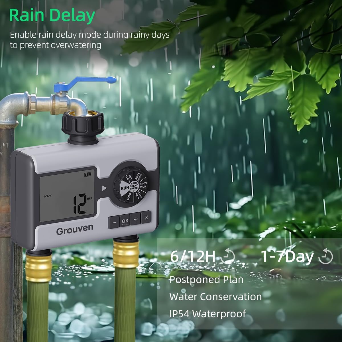 WiFi Sprinkler Timer 2 Outlet APP Control via 2.4Ghz for Garden