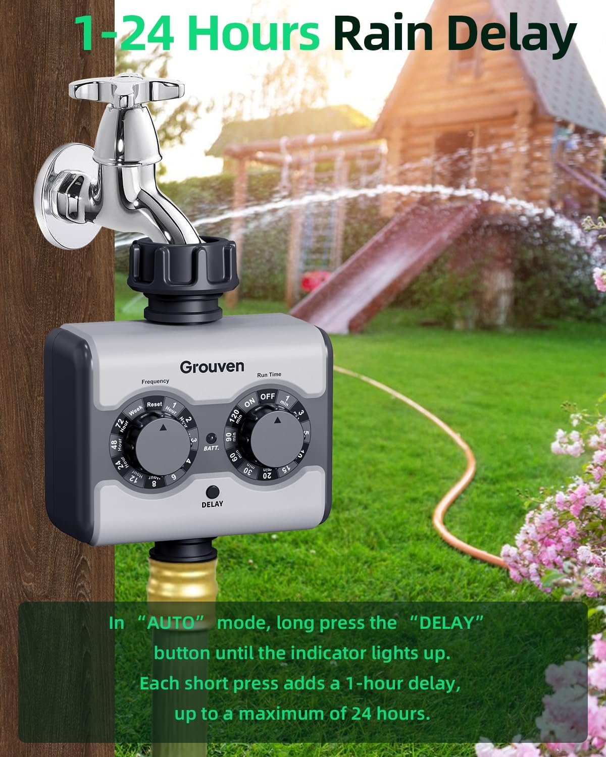 WiFi Sprinkler Timer 2 Outlet APP Control via 2.4Ghz for Garden