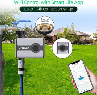 WiFi Sprinkler Timer 2 Outlet APP Control via 2.4Ghz for Garden