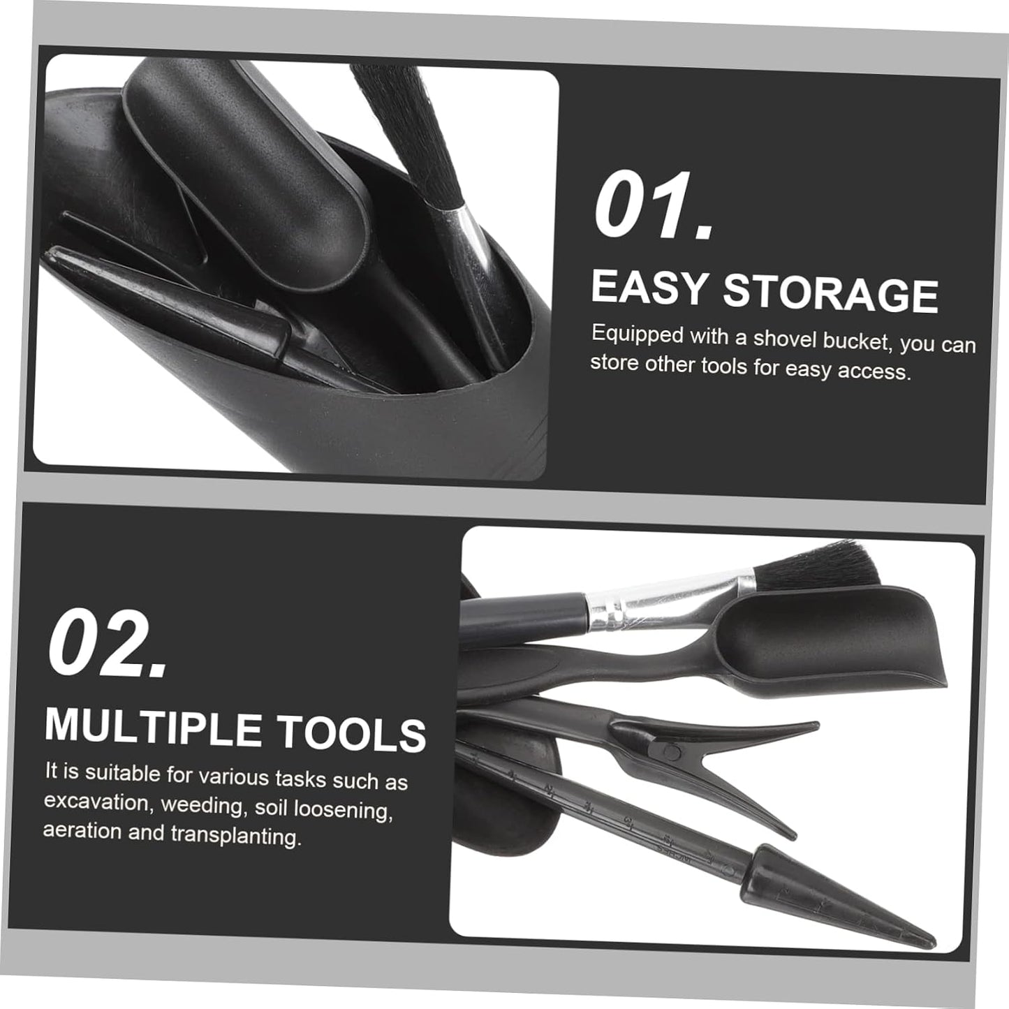 UKCOCO 2 Sets Garden Tool Set Succulent Tools Hand Gardening Trowels Care Tool Garden Tools Kit Transplant Tongs Succulents Potted Gardening Supplies Flowerpot Tool Planting Plastic Black
