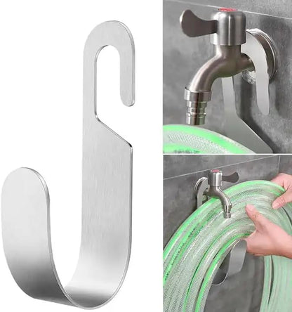304 Stainless Steel Garden Hose Hanger, Rustproof No-Tool Mount & Holder, Heavy Duty Wall Hook for Outdoor Water, Keeps Hose Off Ground for Garden Workshop