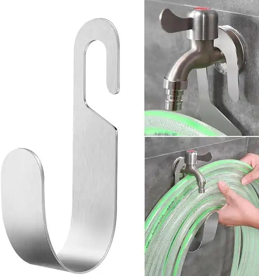 304 Stainless Steel Garden Hose Hanger, Rustproof No-Tool Mount & Holder, Heavy Duty Wall Hook for Outdoor Water, Keeps Hose Off Ground for Garden Workshop