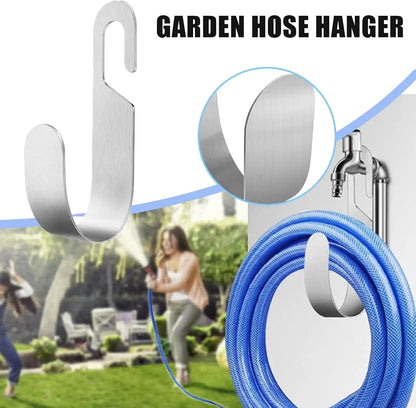 304 Stainless Steel Garden Hose Hanger, Rustproof No-Tool Mount & Holder, Heavy Duty Wall Hook for Outdoor Water, Keeps Hose Off Ground for Garden Workshop