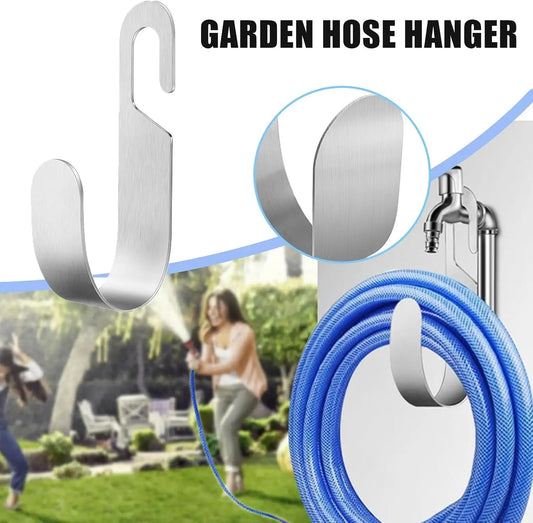 304 Stainless Steel Garden Hose Hanger, Rustproof No-Tool Mount & Holder, Heavy Duty Wall Hook for Outdoor Water, Keeps Hose Off Ground for Garden Workshop
