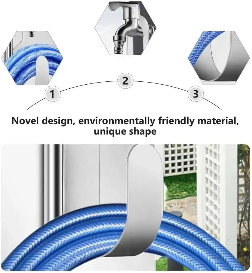 304 Stainless Steel Garden Hose Hanger, Rustproof No-Tool Mount & Holder, Heavy Duty Wall Hook for Outdoor Water, Keeps Hose Off Ground for Garden Workshop
