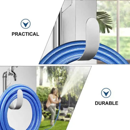 304 Stainless Steel Garden Hose Hanger, Rustproof No-Tool Mount & Holder, Heavy Duty Wall Hook for Outdoor Water, Keeps Hose Off Ground for Garden Workshop