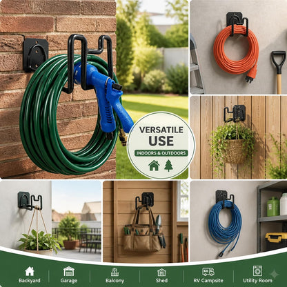 304 Stainless Steel Garden Hose Hanger, Rustproof No-Tool Mount & Holder, Heavy Duty Wall Hook for Outdoor Water, Keeps Hose Off Ground for Garden Workshop