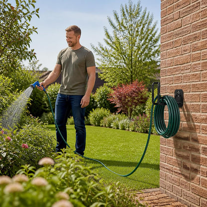 304 Stainless Steel Garden Hose Hanger, Rustproof No-Tool Mount & Holder, Heavy Duty Wall Hook for Outdoor Water, Keeps Hose Off Ground for Garden Workshop