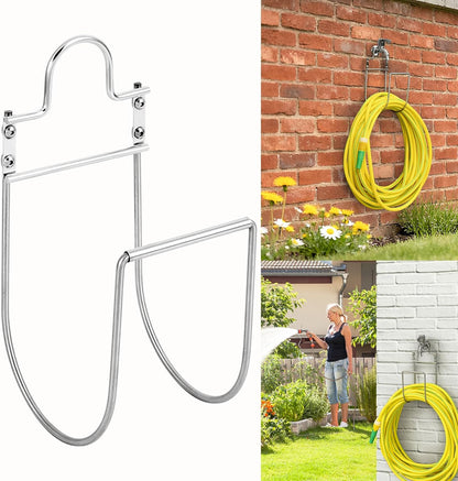 304 Stainless Steel Garden Hose Hanger, Rustproof No-Tool Mount & Holder, Heavy Duty Wall Hook for Outdoor Water, Keeps Hose Off Ground for Garden Workshop