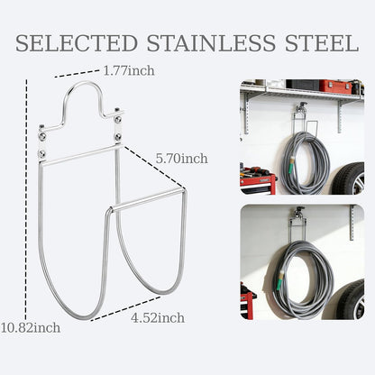 304 Stainless Steel Garden Hose Hanger, Rustproof No-Tool Mount & Holder, Heavy Duty Wall Hook for Outdoor Water, Keeps Hose Off Ground for Garden Workshop