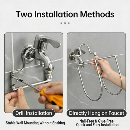 304 Stainless Steel Garden Hose Hanger, Rustproof No-Tool Mount & Holder, Heavy Duty Wall Hook for Outdoor Water, Keeps Hose Off Ground for Garden Workshop