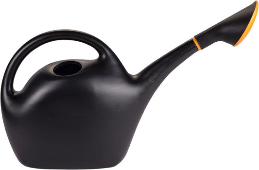 Easy Pour Watering Can - Black - 1.6 Gallon (204 Oz), Durable Construction, Dual Handles, Sprinkle & Stream Functionality, Plants & Gardening