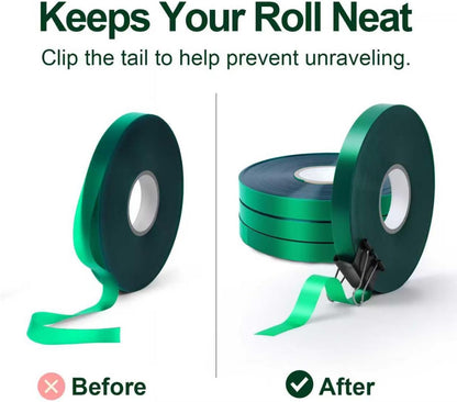 Plant Tie Tape – 2 Rolls (394 ft Total), 0.5" Wide, Non-Adhesive Stretch PVC Garden Ties for Tomato, Vine, Rose & Tree Support, Reusable & Weather-Resistant, Includes Mesh Bag & Binder Clip