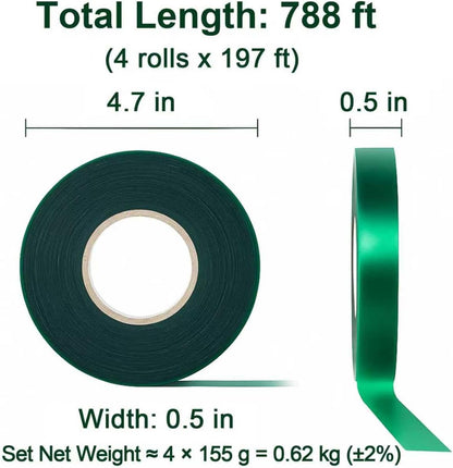 Plant Tie Tape – 2 Rolls (394 ft Total), 0.5" Wide, Non-Adhesive Stretch PVC Garden Ties for Tomato, Vine, Rose & Tree Support, Reusable & Weather-Resistant, Includes Mesh Bag & Binder Clip