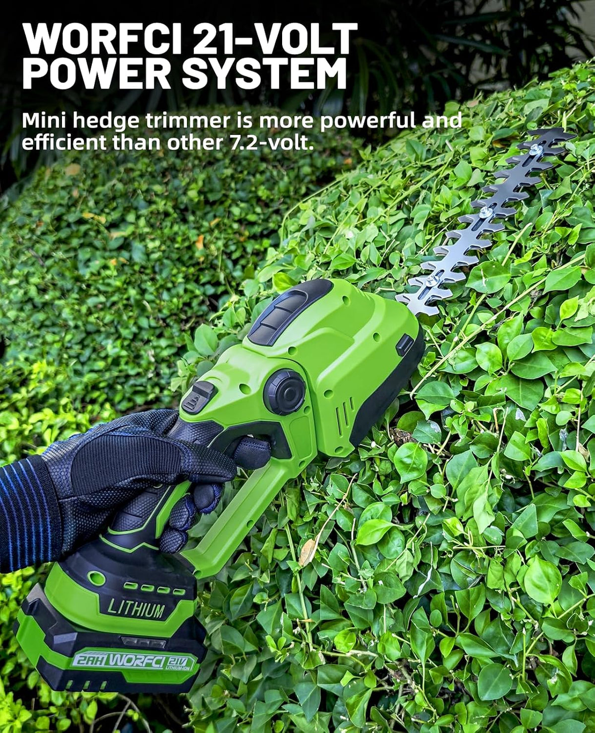 Mini Hedge Trimmer, Cordless Bush Trimmer, 2-in-1 Handheld Electric Grass Trimmer Hedge Shears/Grass Cutter with 2pack Battery and Charger (WHT22)