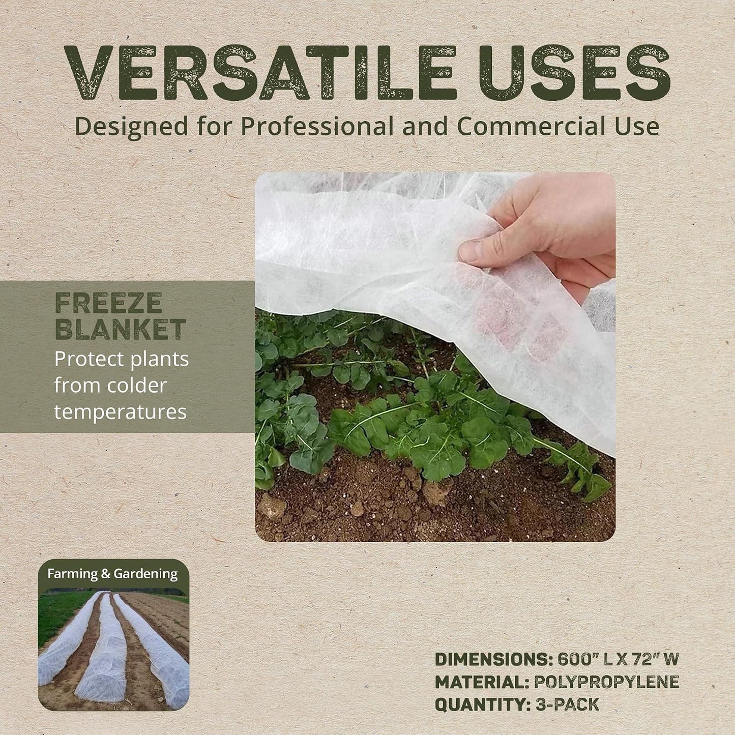 Dewitt Plant Cover Fabric-Frost Protection-4-Pack 6 x 50 ft-Polypropylene