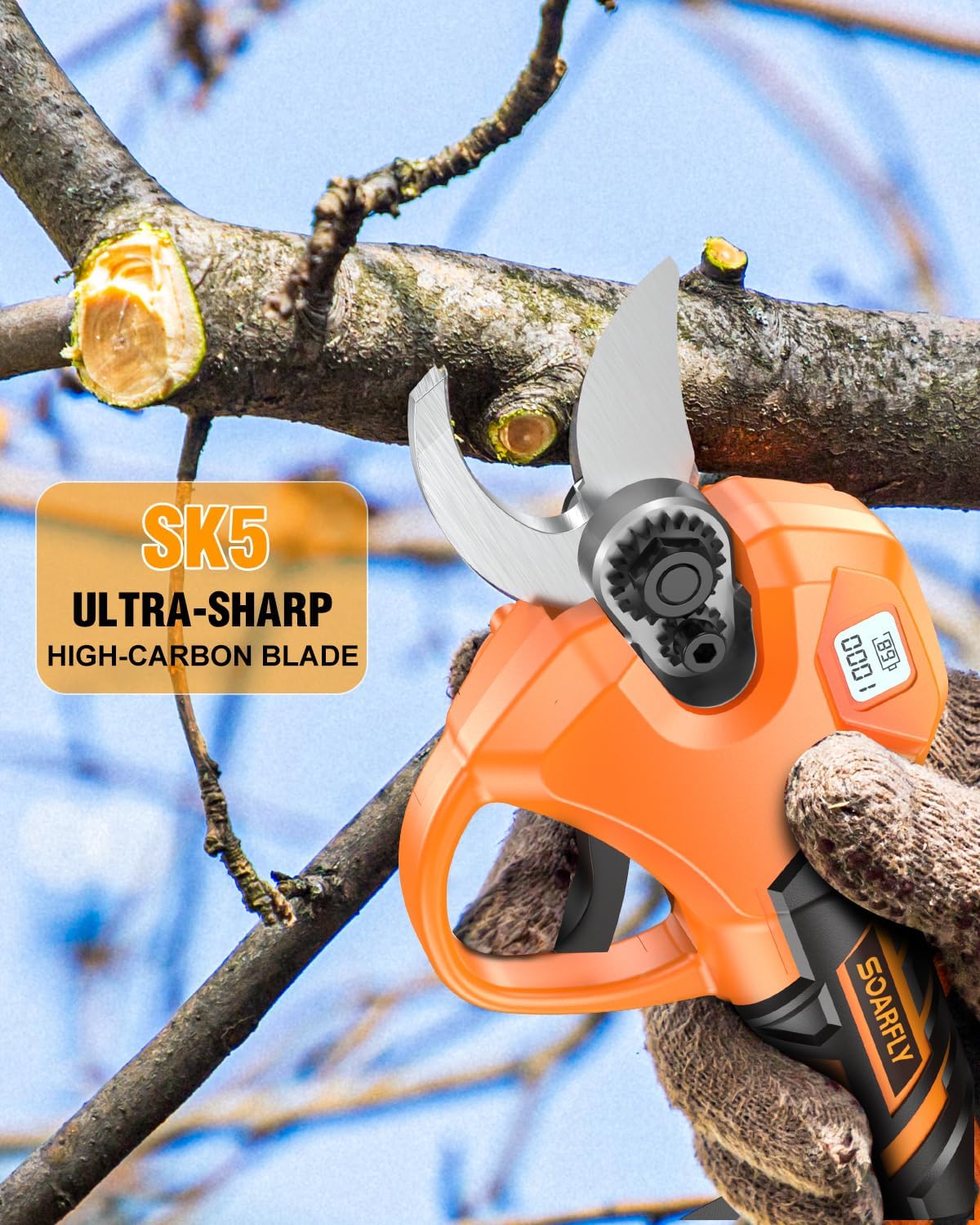 Electric Pruning Shears, 1.5"-2.05" Cut, Cordless Clippers for Gardening