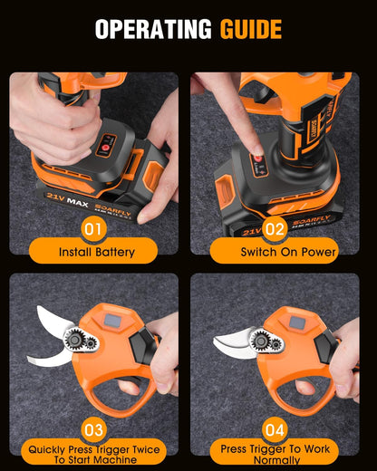 Electric Pruning Shears, 1.5"-2.05" Cut, Cordless Clippers for Gardening