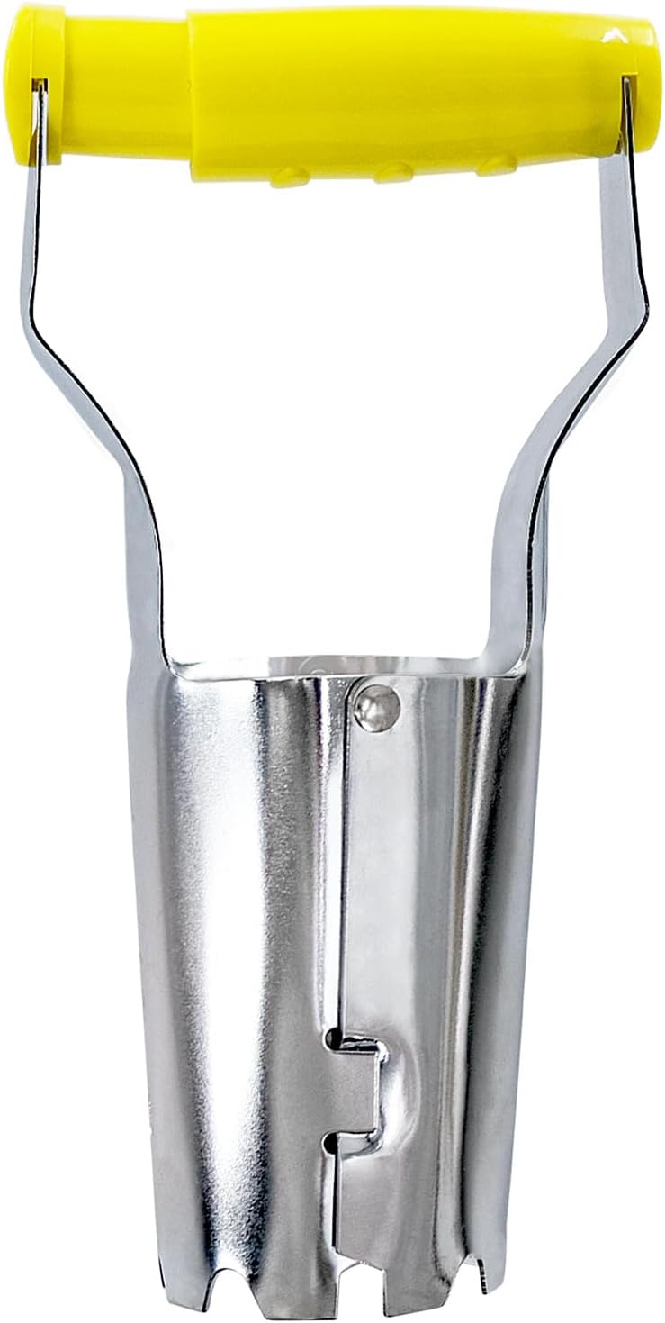 Small Bulb Planter Tool– Compact Stainless Steel Transplanter for Bulbs, Seedlings & Flowers – Ergonomic Handle with Depth Markings – Silver & Black– Durable Garden Planting Tool