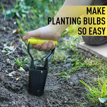 Small Bulb Planter Tool– Compact Stainless Steel Transplanter for Bulbs, Seedlings & Flowers – Ergonomic Handle with Depth Markings – Silver & Black– Durable Garden Planting Tool