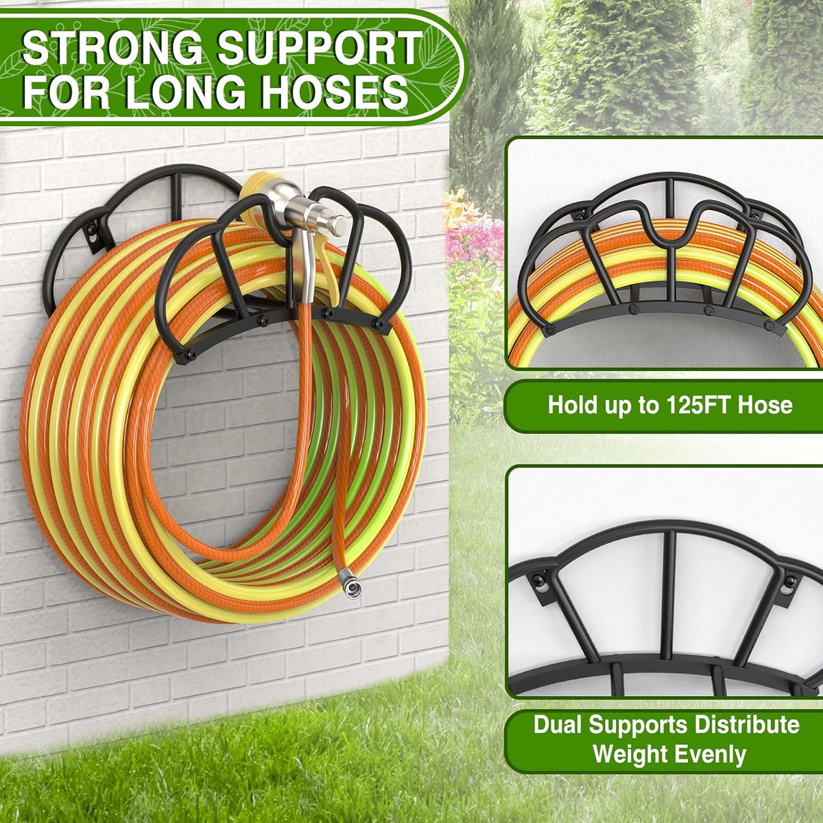Garden Hose Holder Wall Mount, Super Stable Hose Hanger, 1 Pack