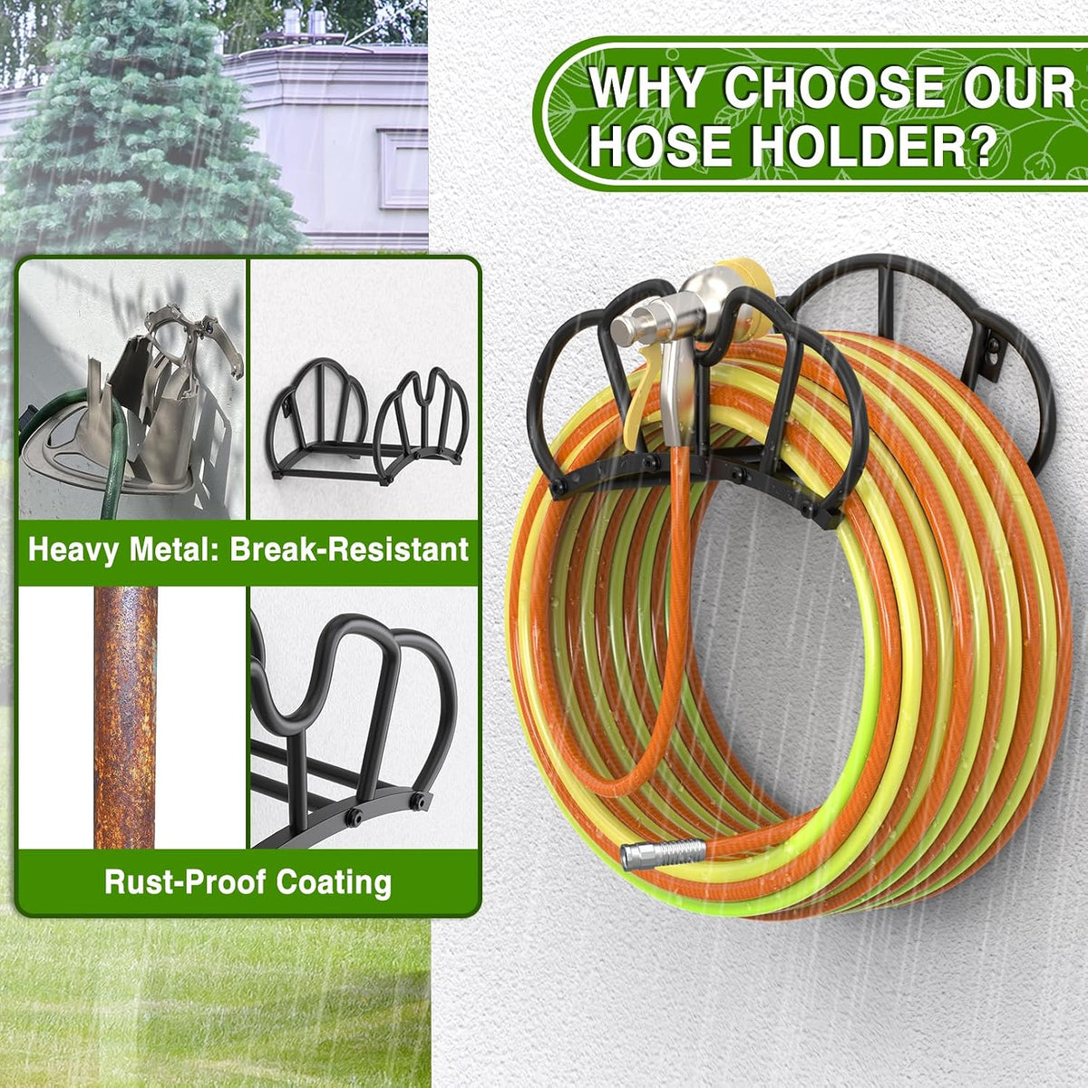 Garden Hose Holder Wall Mount, Super Stable Hose Hanger, 1 Pack