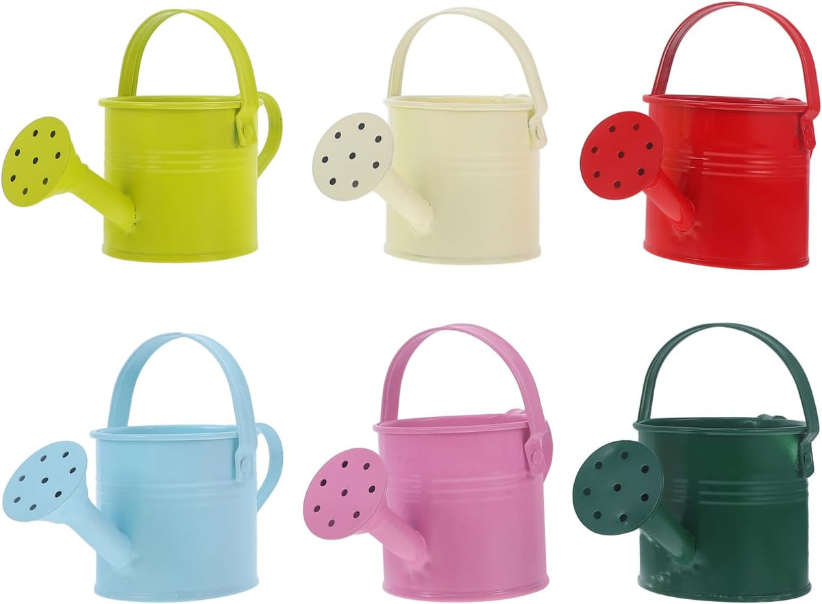 Kids Mini Metal Watering Cans - 6pcs Gardening Set for Home Plants