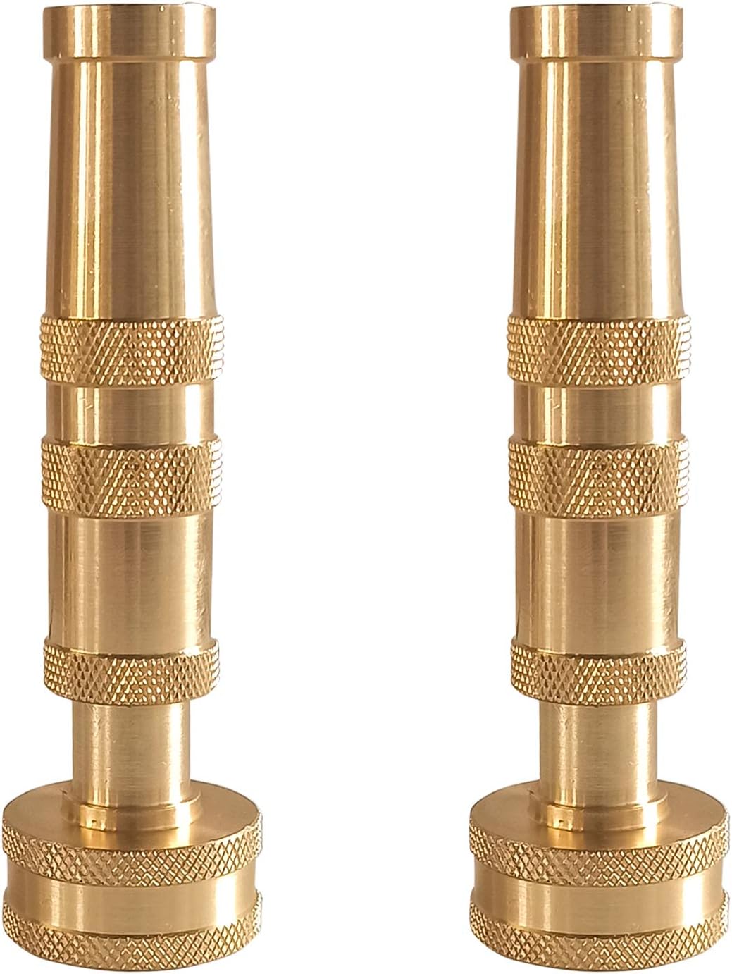 Adjustable Twist Hose Nozzle, 4" Heavy-Duty Brass Hose Nozzle with 10 Garden Hose Rubber Washers, 2 Pack