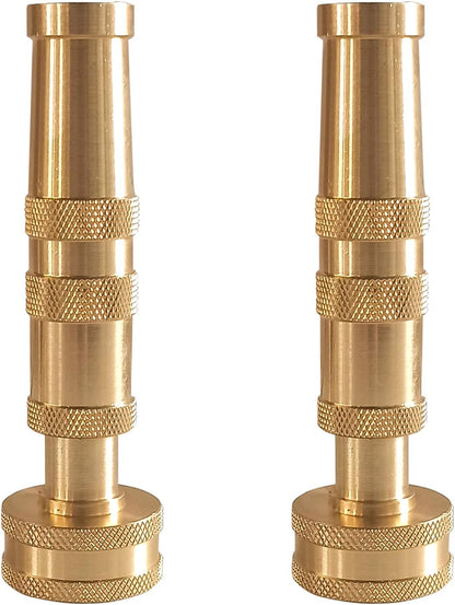 Adjustable Twist Hose Nozzle, 4" Heavy-Duty Brass Hose Nozzle with 10 Garden Hose Rubber Washers, 2 Pack