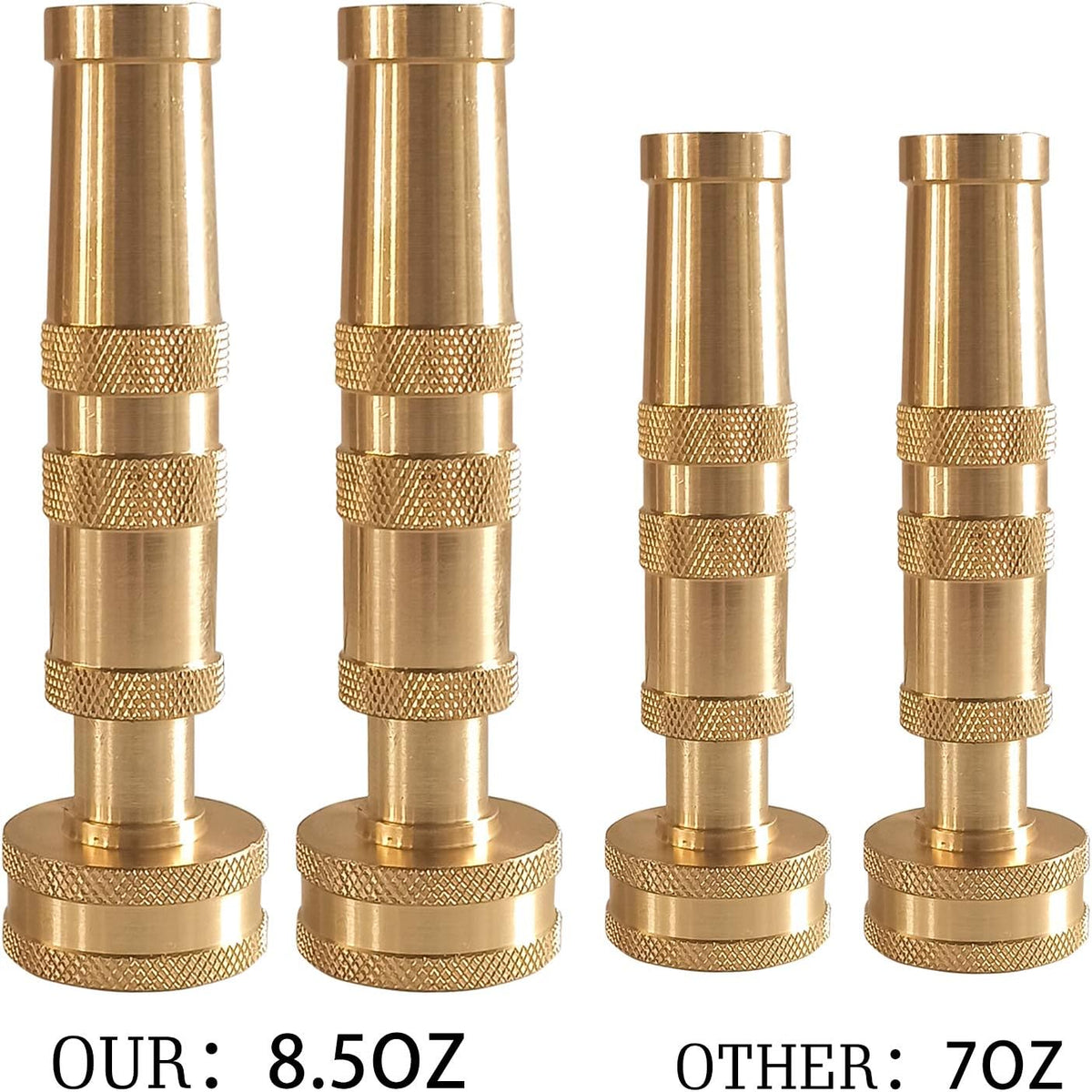 Adjustable Twist Hose Nozzle, 4" Heavy-Duty Brass Hose Nozzle with 10 Garden Hose Rubber Washers, 2 Pack