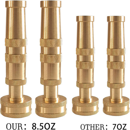 Adjustable Twist Hose Nozzle, 4" Heavy-Duty Brass Hose Nozzle with 10 Garden Hose Rubber Washers, 2 Pack