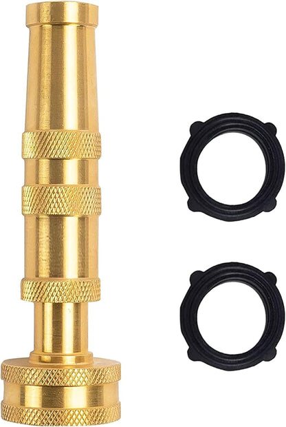 Adjustable Twist Hose Nozzle, 4" Heavy-Duty Brass Hose Nozzle with 10 Garden Hose Rubber Washers, 2 Pack
