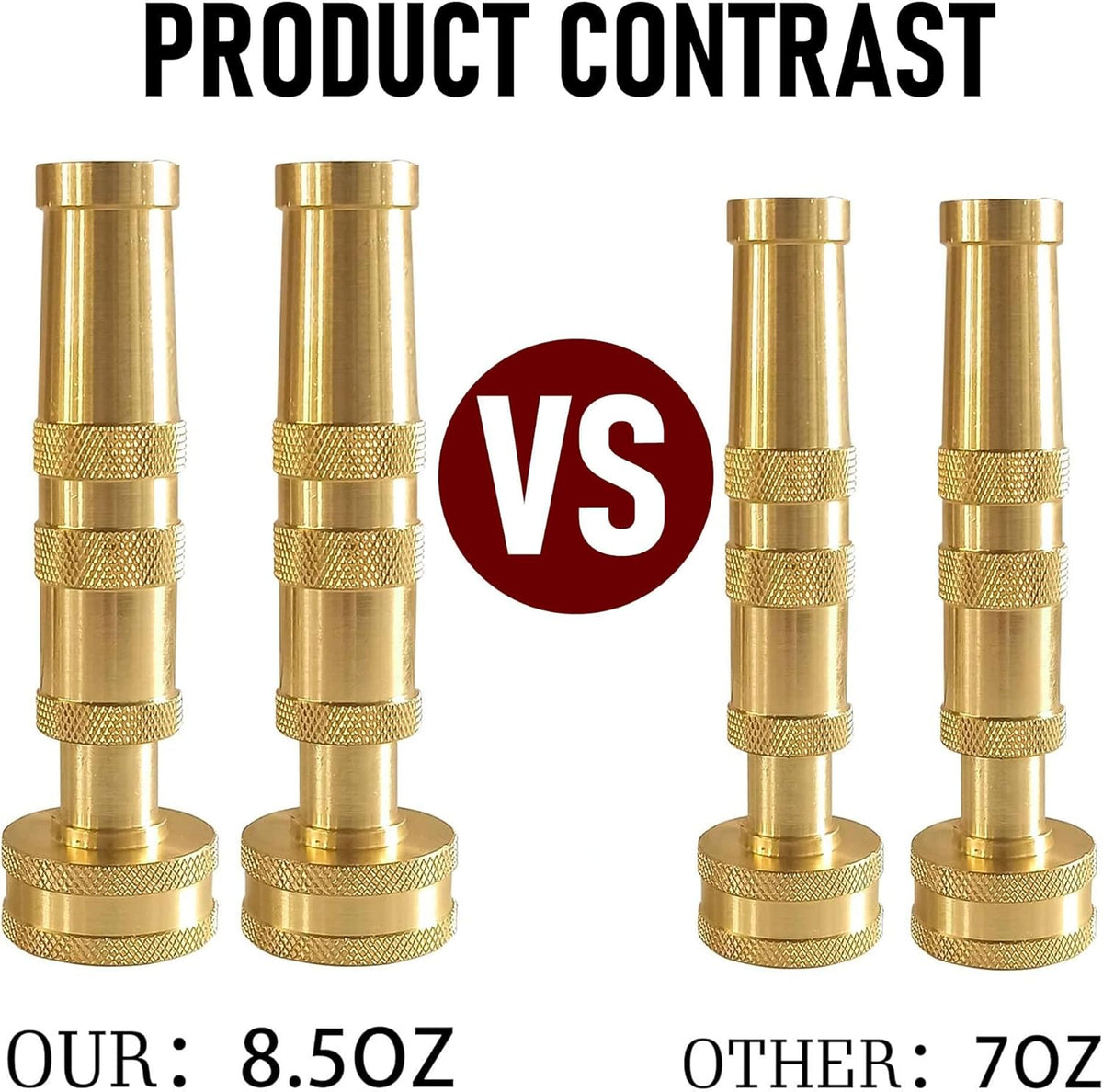Adjustable Twist Hose Nozzle, 4" Heavy-Duty Brass Hose Nozzle with 10 Garden Hose Rubber Washers, 2 Pack