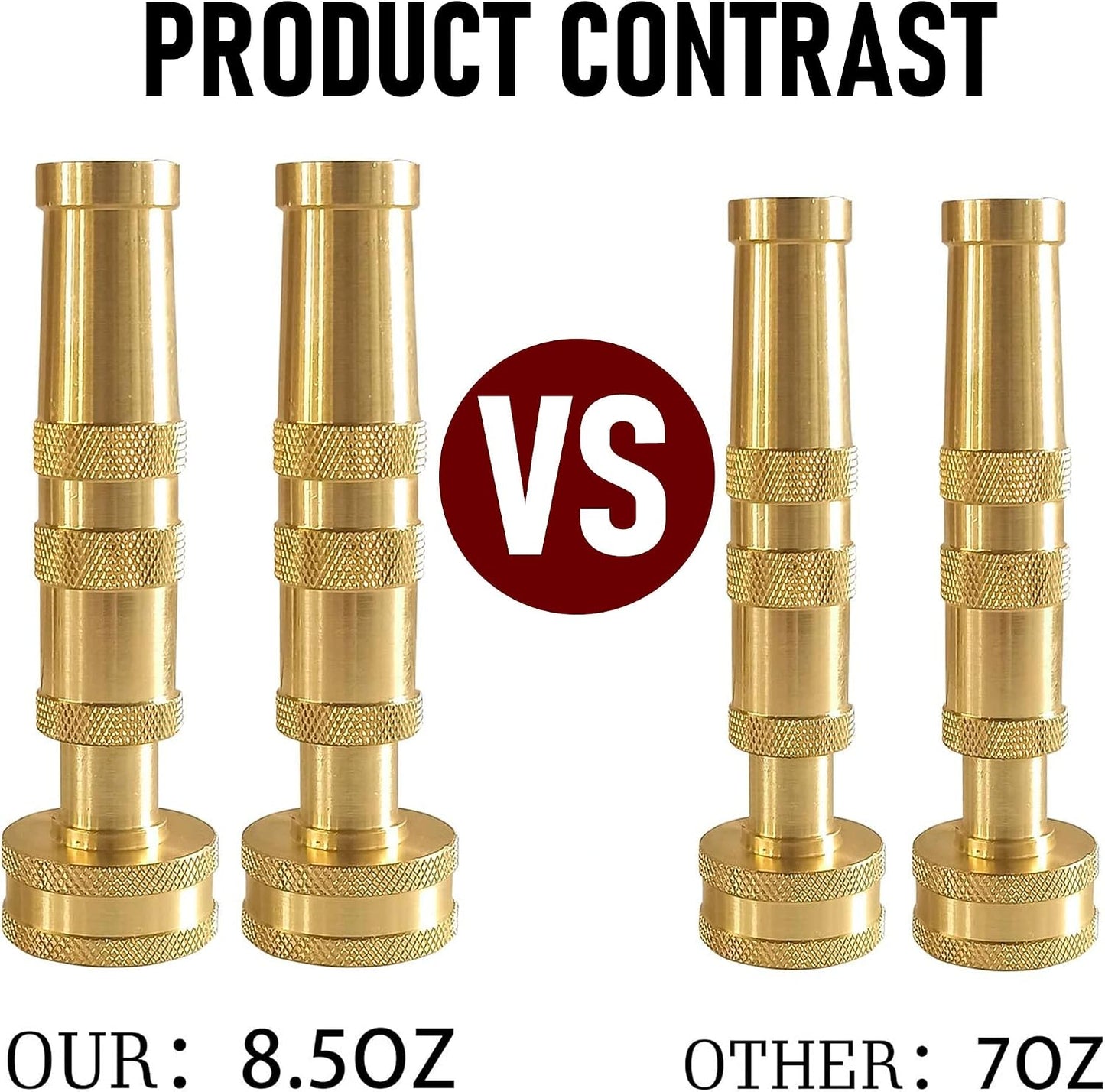 Adjustable Twist Hose Nozzle, 4" Heavy-Duty Brass Hose Nozzle with 10 Garden Hose Rubber Washers, 2 Pack