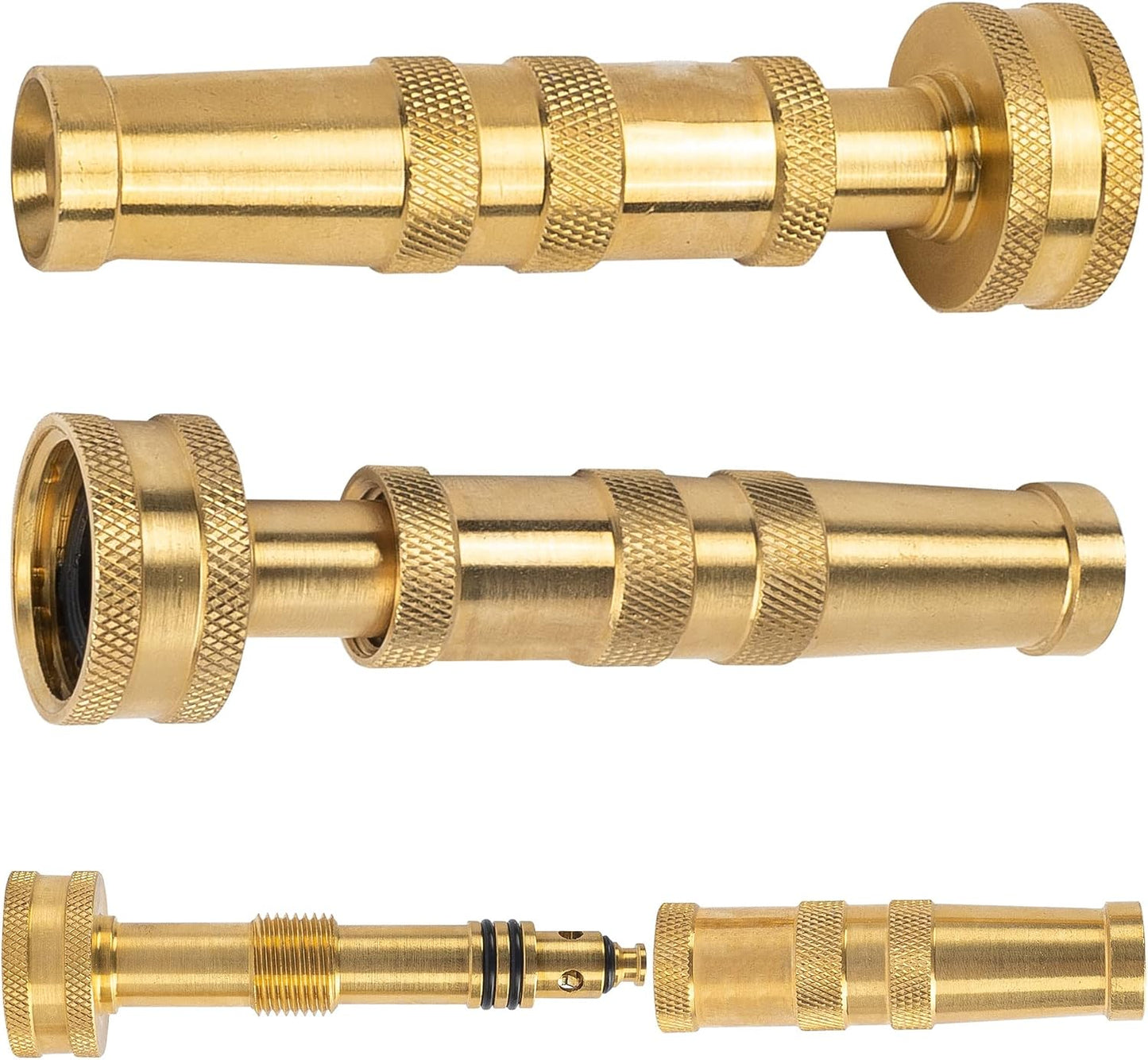 Adjustable Twist Hose Nozzle, 4" Heavy-Duty Brass Hose Nozzle with 10 Garden Hose Rubber Washers, 2 Pack