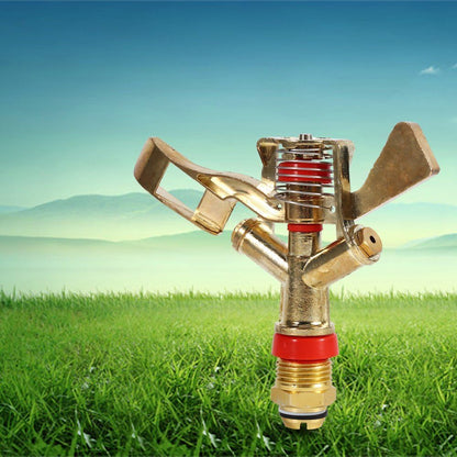 360 Rotating Brass Impact Sprinkler, 1/2 Inch Garden Sprinkler Head for Lawn Grass Patio Garden Irrigation, 10-15.5m Spray Distance